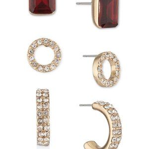 Lauren Ralph Lauren 3-Pc. Set Pavé & Rectangular Crystal Stud Earrings